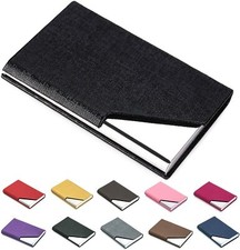 Women Men Pocket Business Card Case Steel Leather Credit ID Card Holder Wallet