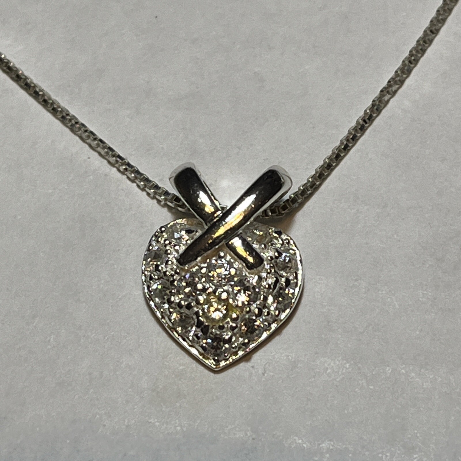 Vintage Marsala 925 Sterling Silver Box Chain Necklace & Heart Pendant 18”