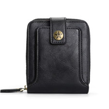 Vintage Men s PU Leather Wallet, Short Hasp Zipper Clutch, Durable High-Quality