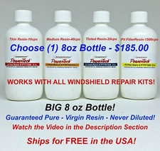 Thin Medium Tinted Pit Filler Windshield Rock Chip Crack Repair Resin 240ml 8oz