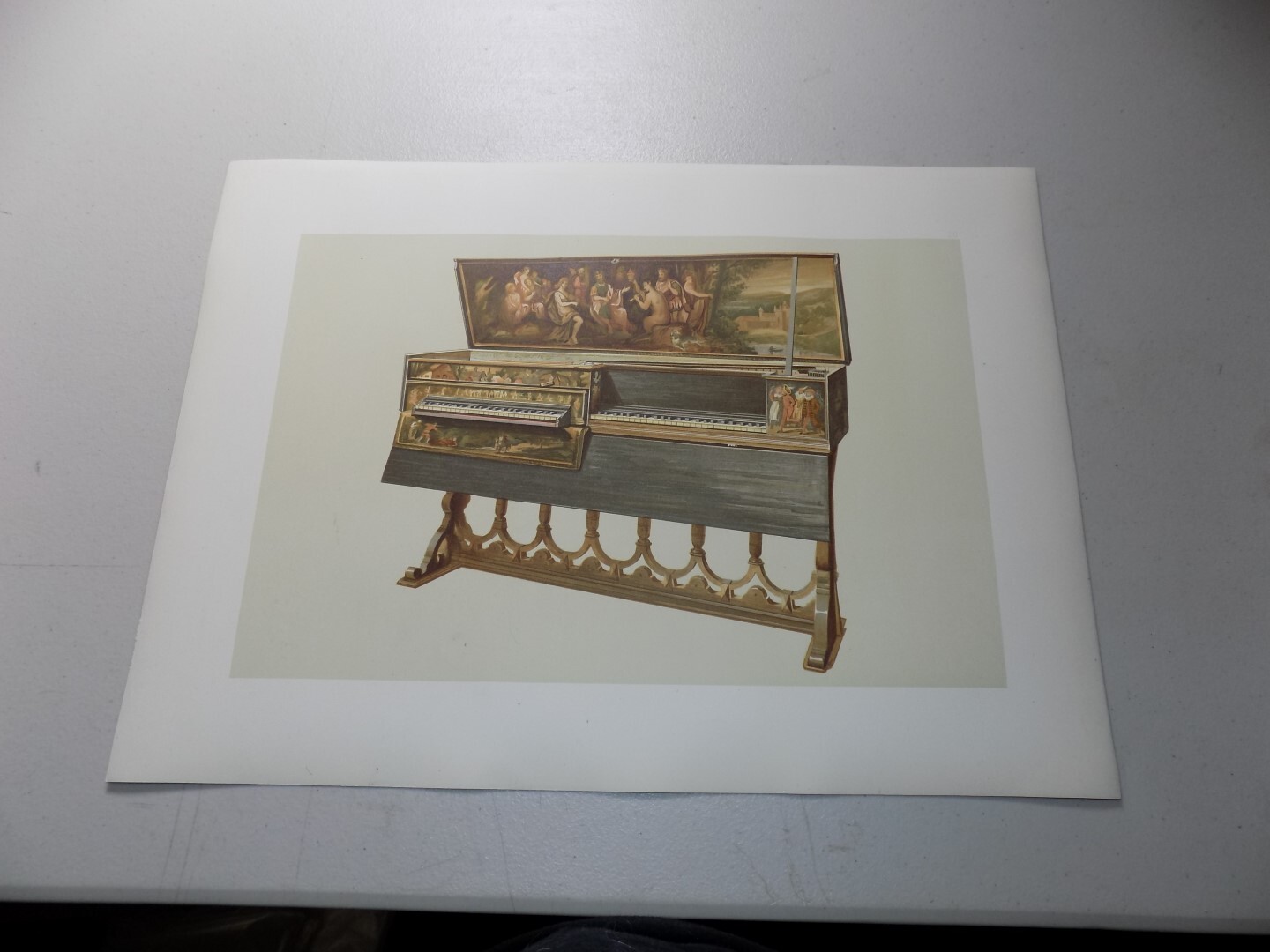 1888 Print Medieval Musical Instrument DOUBLE VIRGINAL SPINET, LIKE ...