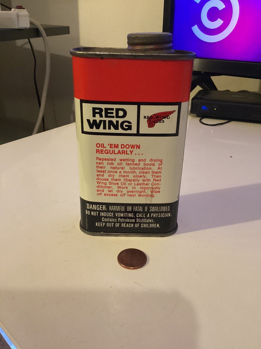 Vintage Red Wing Shoes BOOT&SHOE OIL 8 fl Oz Can Advert pre1974 3