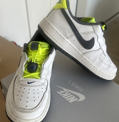 Nike Force 1 Toggle Volt CU5287-101  Lace Free Vcro Alternative Kid s 1.5