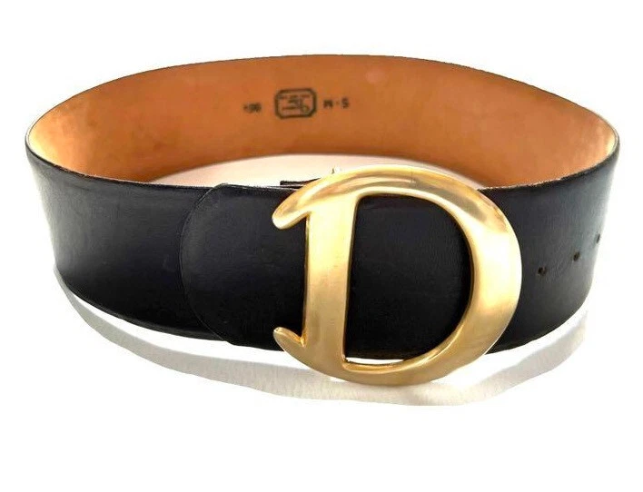 Ceinture noire Christian Dior longu,4 pouces de larg,8 pouces femmes