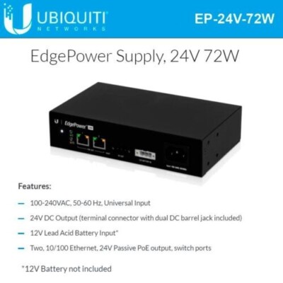Ubiquiti Networks EP-24V-72W Power Supply with UPS and PoE 100 