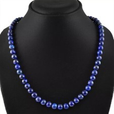 6/8/10MM NATURAL UNTREATED RICH BLUE LAPIS LAZULI ROUND BEADS NECKLACE 16-36 In