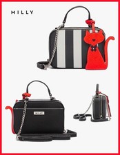 Milly Striped Saffiano Leather Kitty Mini Satchel/crossbody Bag Nwt $220