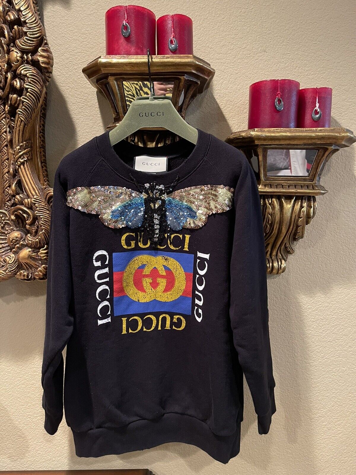 100% Authentic GUCCI Logo With Sequin Butterfly $1500+Tax XS | eBay