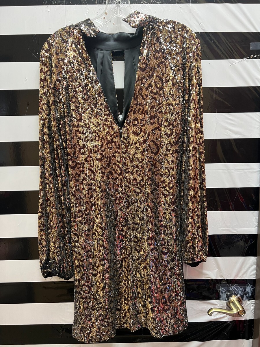 Women "Milly" gold sequin dress, long sleeve Size 6. Prev. Owned | eBay