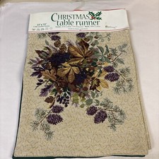 Embroidered Christmas Table Runner Made In India Cotton NEW 13x72