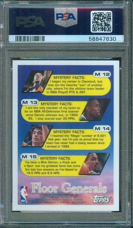 1995-96 Topps Mystery Finest JOHN STOCKTON Jazz #M14 PSA 9 - Image 2 of 2