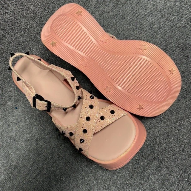 Zapatos de cuña de plataforma con tachuelas Demonia Dynamite 02 Star Donut Hole brillantes Foto 3 de 4