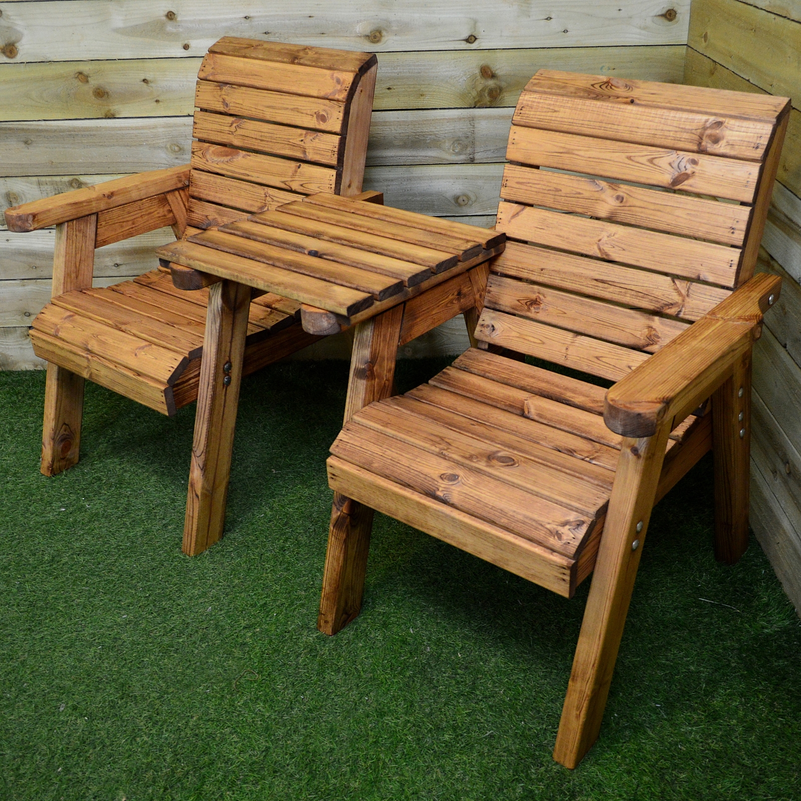Hand Made 2 Seater Chunky Rustic Wooden Garden Furniture Companion