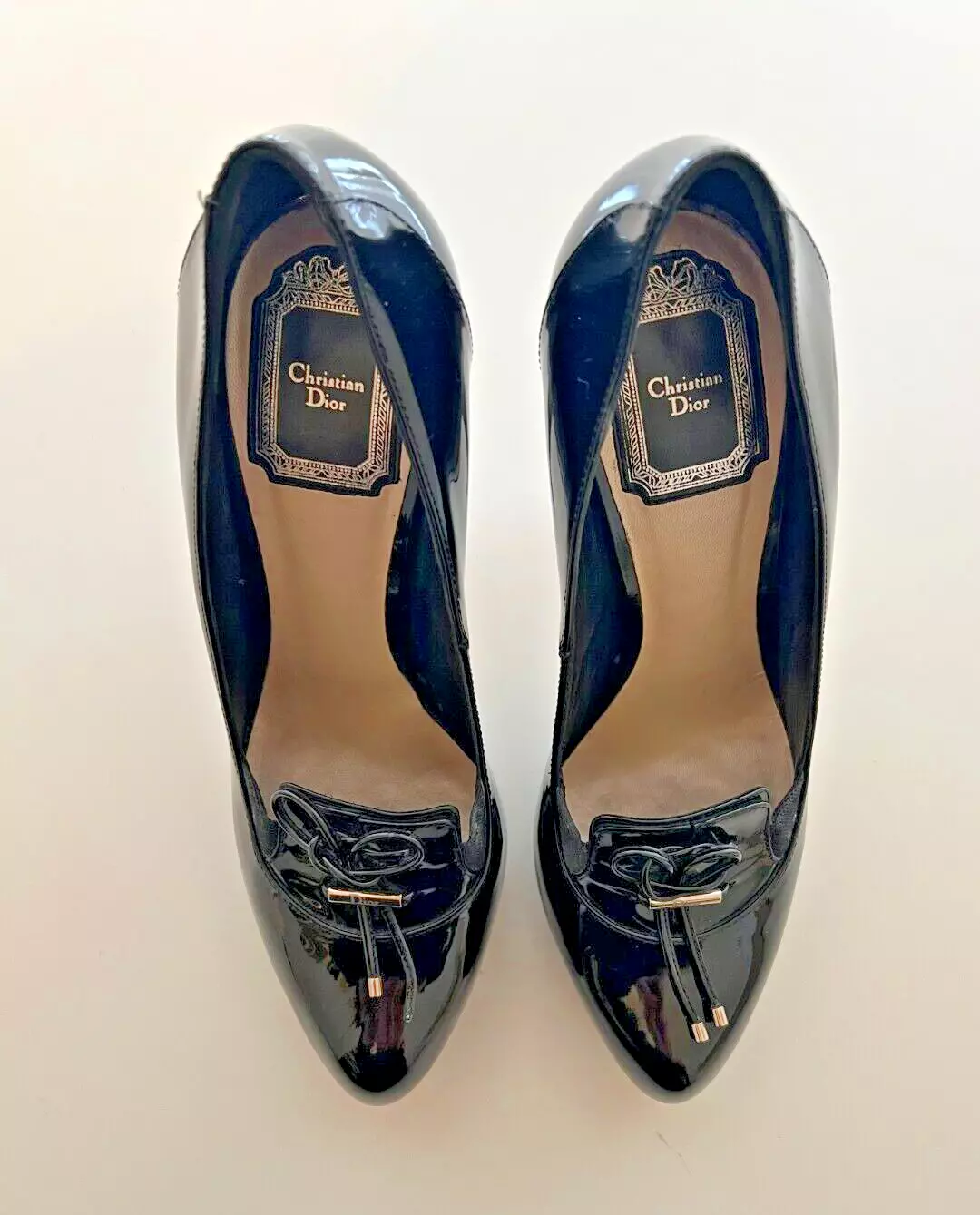 Escarpins à talons hauts femme vintage Christian Dior noir verni taille EU 38,5 UK 5,5