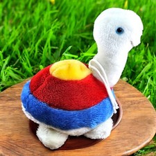 Vintage Stuffed Plush Rattle Turtle Primary Colors Eden Toys 10 in Hard to Find