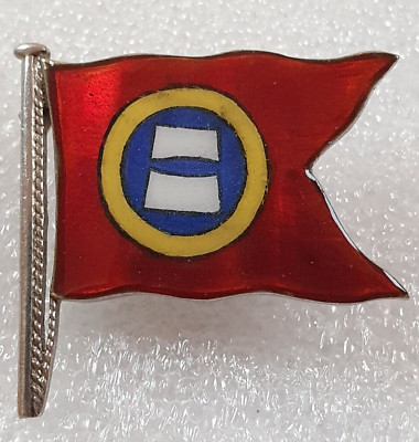 Unbekanntes Schiffsabzeichen Handelsmarine Sterlingsilber & Emaille Stabsabzeichen