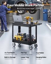 Utility Cart, 550 lbs Load Capacity, 31.3 x 17.7-inch Service Cart, Cleaning