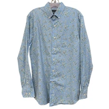 Crown & Ivy Men’s M Blue Floral Button Down Shirt Classic Fit Southern Style
