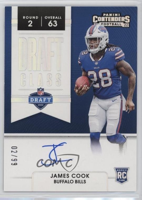 2022 Panini Contenders Draft Class RPS 2/99 James Cook #DCA-JCO Rookie Auto RC