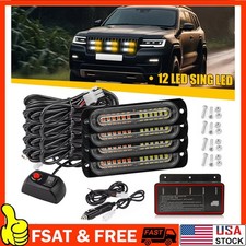 4x Amberwhite Car 12led Emergency Beacon Warning Hazard Flash Strobe Lights