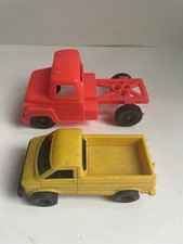 Strombecker Pick Up Truck & Unknown Name Semi Truck Plastic Toy Made In USA (B8)