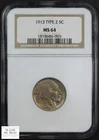1913 Type 2 Buffalo Nickel 5C NGC MS 64