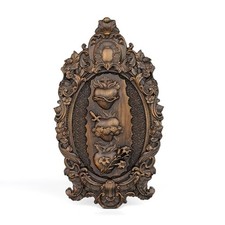 Three Sacred Hearts Wall Plaque Religious Handmade Holy Family 10 Inch Vintage