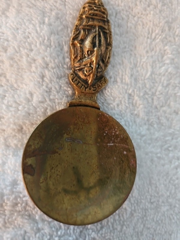 Cutty Sark caddy spoon. Small Brass spoon England Pre-Owned VTG