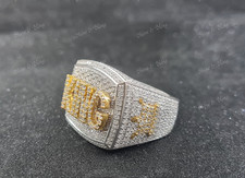 Simulated Round Cut Diamond Cluster KING Wedding Ring 14K White Gold Finish