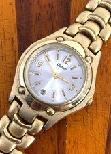 Vintage Lorus Watch Women Gold Tone Silver Dial Date Quartz 27mm New Battery