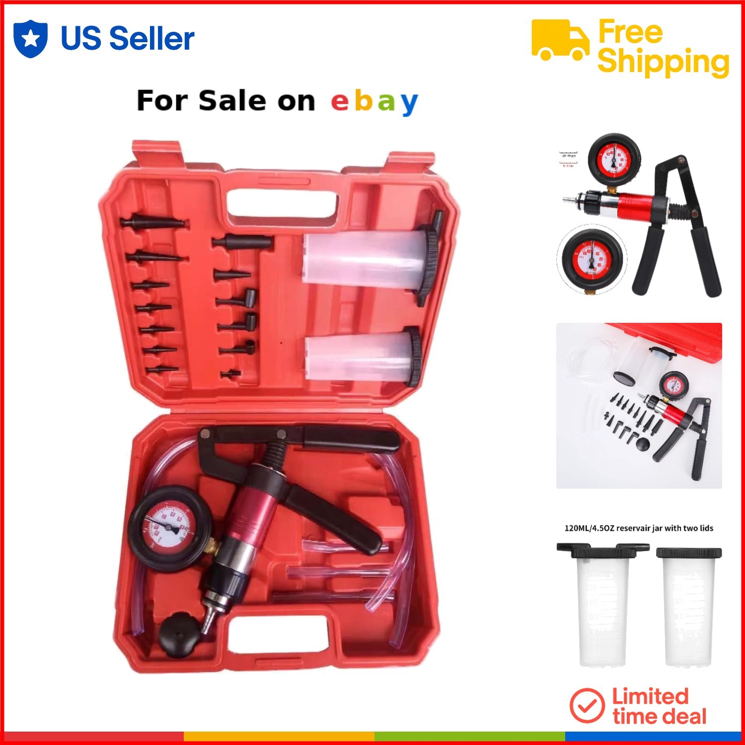 23pcs Automotive Brake Bleeding Kit with Handheld Vacuum Pump for Easy Car Repair