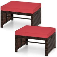Pieces Patio Rattan Ottomans,Multipurpose Outdoor Footstool Footrest Additional
