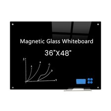Magnetic Glass Black Board 48"x36" Glass Dry Erase Blackboard Tempered Glass ...