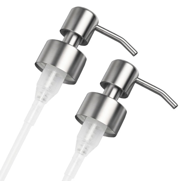 2 StüCk Seifenspender Pumpenkopf Edelstahl Silber GebüRstet 28 Mm Rund 5,5 Cm-image