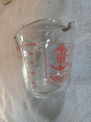 Vintage Anchor Hocking 1 Cup Glass Measuring Cup 8oz 250ml Red Markings USA