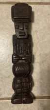 Hand Carved Tiki Figurine Wall Decor 11.5" from Brazil Dark Brown