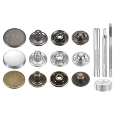 24Set 17mm Leather Snap Fastener Kit with 4 Install Tools, 3 Colors