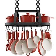 Ceiling Pot Rack 34-Inch Hanging Pot Rack for Kitchen Oval Pot and Pan Rack M...