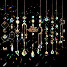 Sun Catchers, 10 Pieces Colorful Crystal Suncatcher with Chain Pendant Ornaments