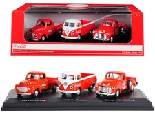 Classic Pickups Gift Set Of 3 Pcs Coca Cola 1/72 Diecast Cars By Mcc 472100