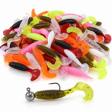 100PCS Soft Grub Worm Fishing Lures 4cm Mixed Colors Perch Crappie Trout Panfish