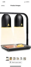 DL2112 Commercial Grade Food Heat Lamp Portable Electric Food Warmer 2 Bulb 500W