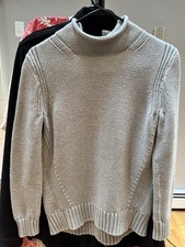Womens J. Crew Always Roll Neck Fisherman Gray 100 Cotton Sweater Size Small