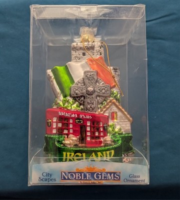 Kurt Adler Christmas Glass Ornament IRELAND CityScapes Noble Gems  Erin Go Bragh