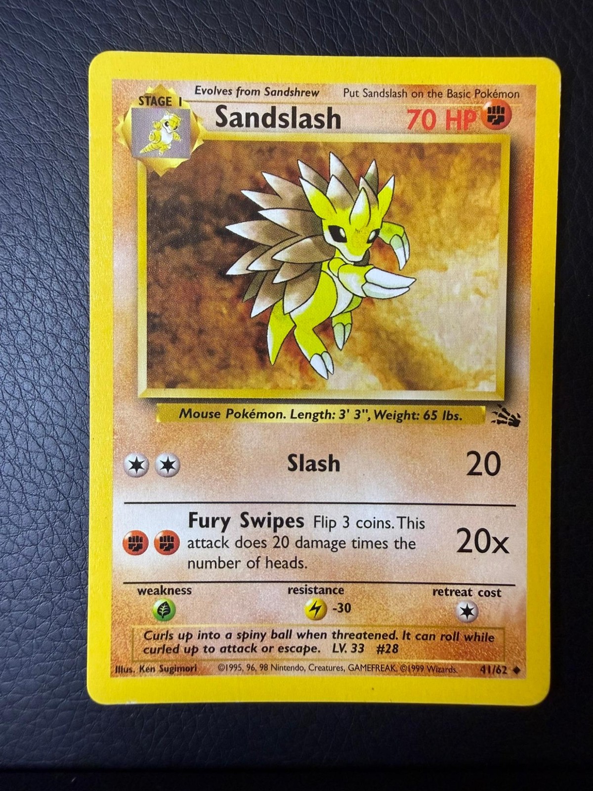 MP Unlimited Fossil Sandslash 41/62 Uncommon Pokemon
