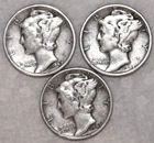 (3) Mercury Dimes - 1942 1943 1945 - Very Fine/XF - #2281ED - FREE SHIPPING