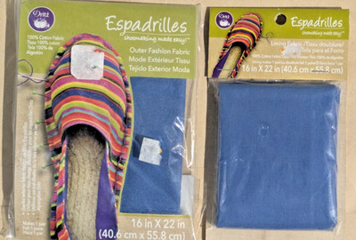 Dritz Espadrilles Outer Fashion Fabric & Liner Fabric, 16'' x 22'', Dark Blue -NEW