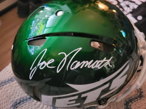 JOE NAMATH AUTOGRAPHED NEW YORK JETS FULL SIZE  SPEED HELMET,  REPLICA