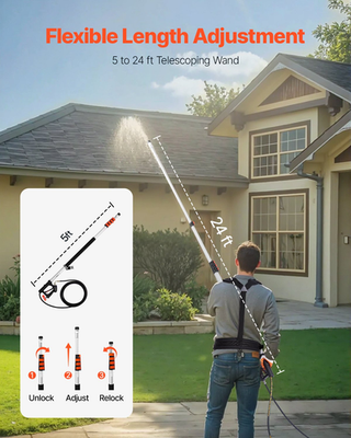 #ad Pressure Washer Telescoping Wand 24 ft 7 Spray Nozzles and Support Harness $132.22