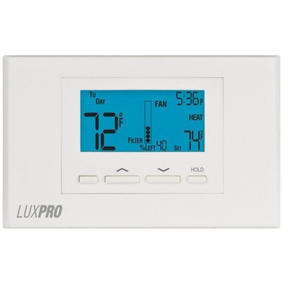 Lux Pro P621U-010 Programmable 5-1-1 Day Thermostat, 2 Heat, 1 Cool, Batteries I
